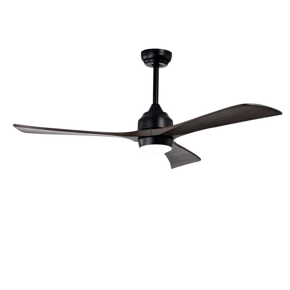 52 in. Black Indoor Ceiling Fan with Light Remote, Quiet DC Motor Reversibl