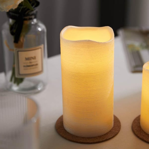 Ivory Iridescent Pearlescent Melted Edge LED Pillar Candles (Set of 3)  10278 - The Home Depot