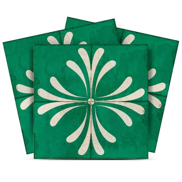 MI ALMA Oldlace, Cornsilk, Green and Antique White R105 4 in. x 4 in. Vinyl Peel and Stick Tile (24-Pack)