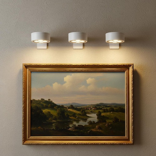 3 Pack White Dimmable LED Picture Lights for Wall with Remote & Timer, 3 Color Temperature for Paintings, Portraits
