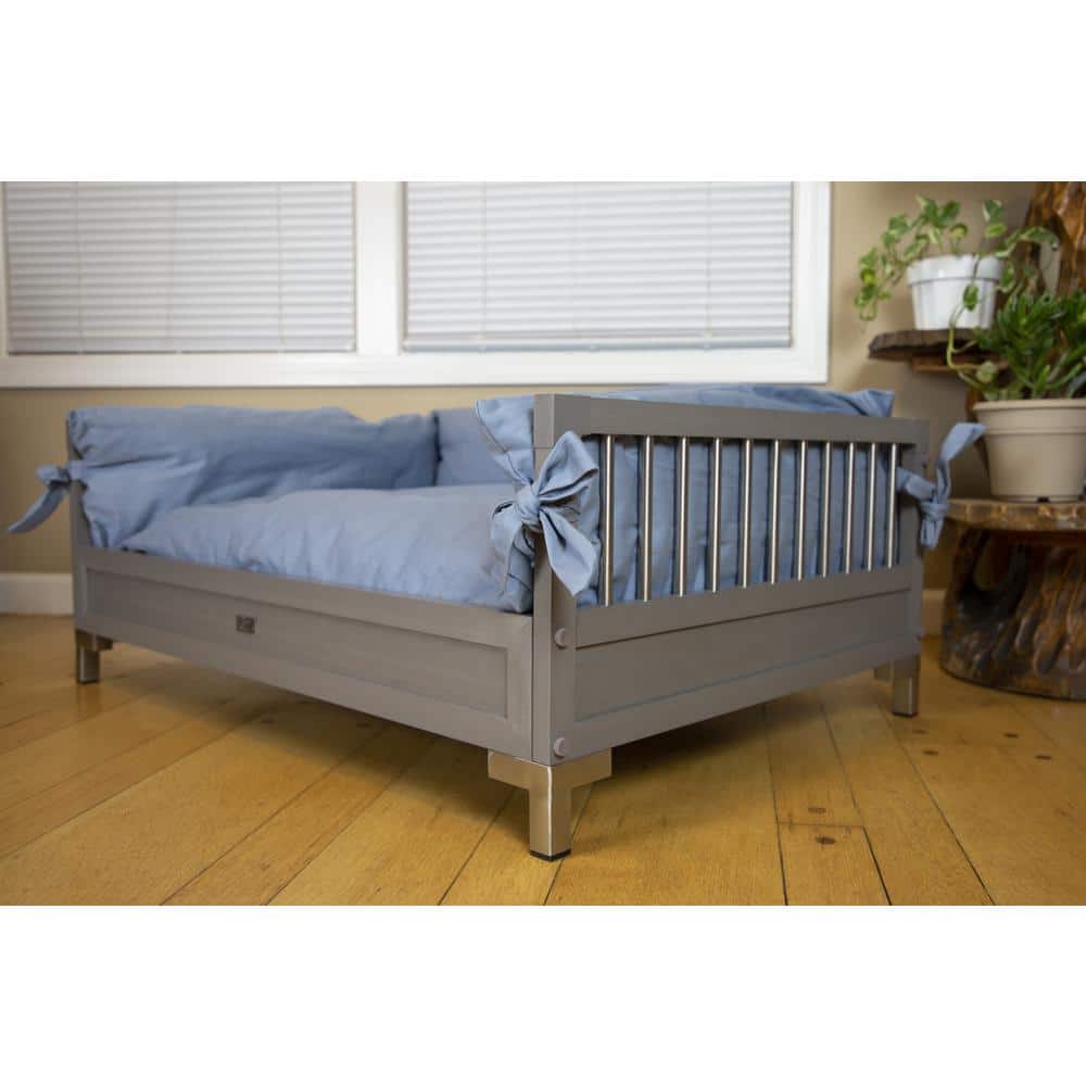 Large Gray Elevated Orthopedic Dog Bed with Foam Fill
