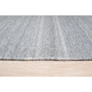Gray 8 ft. x 10 ft. Hand Woven Wool and Viscose Modern Reversible Flat Weave Durry Area Rug