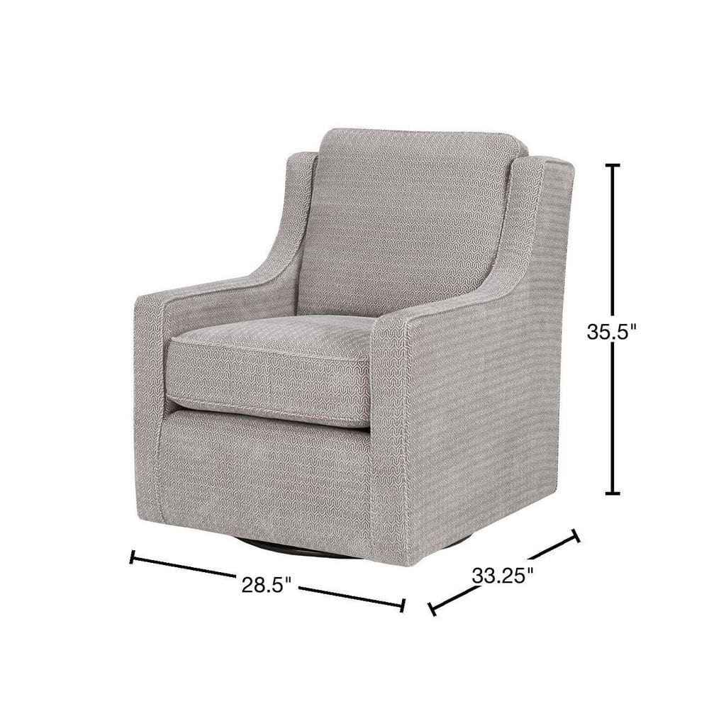 Gray Geometric Pattern Swivel Accent Chair with Wood Frame