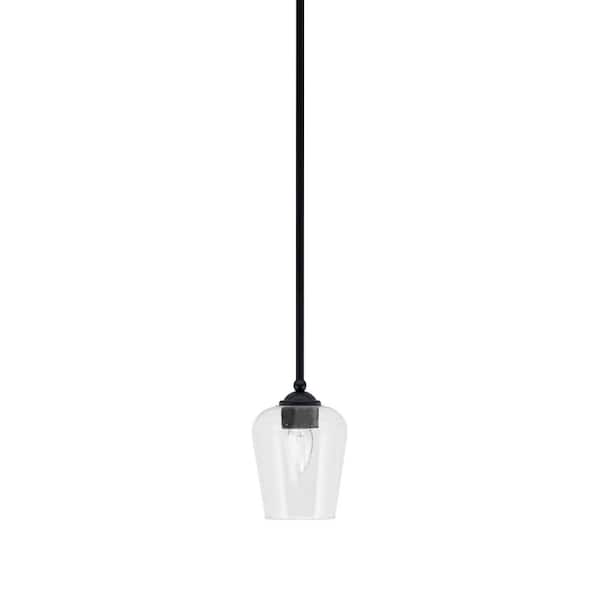 Unbranded Clevelend 100-Watt 1-Light Black Pendant Mini Pendant Light with Clear Bubble Glass Shade Light Bulb Not Included