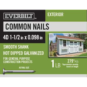 4D 1-1/2 in. Common Nails Hot Dipped Galvanized 1 lb (Approximately 279 Pieces)