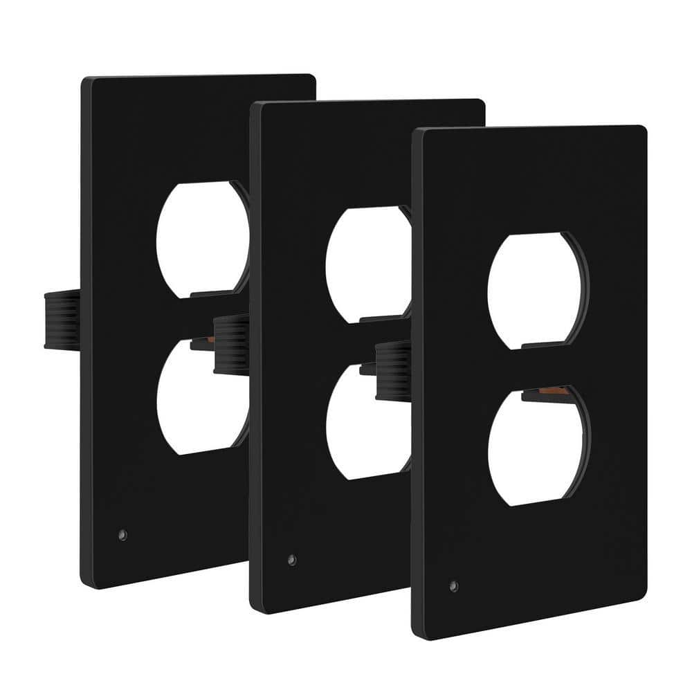 TOPGREENER 1-Gang Black Duplex Outlet Plastic Screwless Midsize