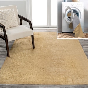 Twyla Classic Yellow 3 ft. x 5 ft. Solid Low-Pile Machine-Washable Area Rug