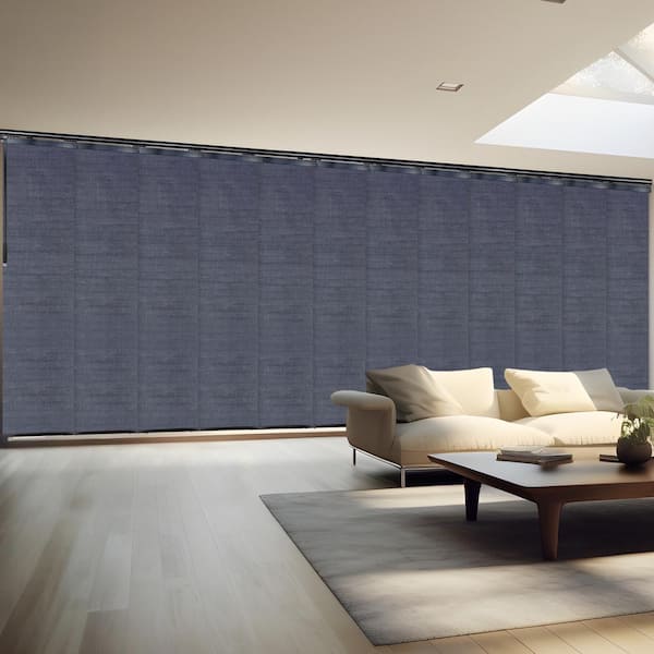 EMOH Midnight Blue 140 in. x 260 in. W x 94 in. L Adjustable 12-Panel Black Double Rail Panel Track with 23.5 in. Slates