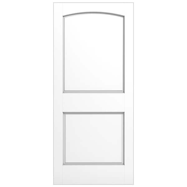 Alexandria Moulding 26 in. x 80 in. x 1-3/8 in.  2-Panel Raised Round Top, Ovolo Sticking, Full and Square, Primed Wood Door Slab