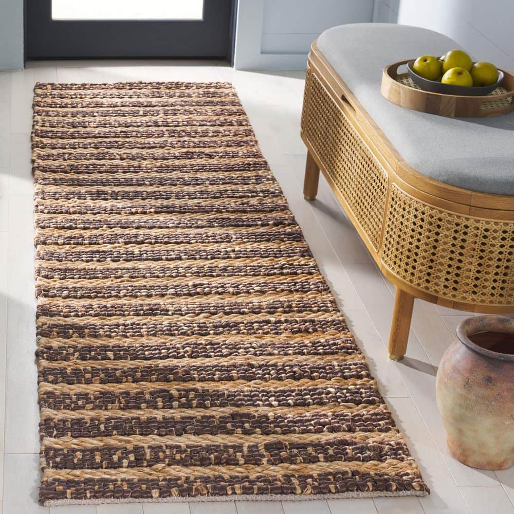 Natural Fiber 2 ft. x 8 ft. Natural/Brown Striped Distressed Runner Rug price history on PriceWatchPro