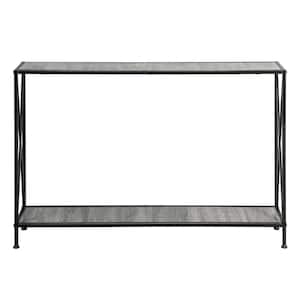 47.24 in. Standard Rectangle Black Wood Console Table with Shelves