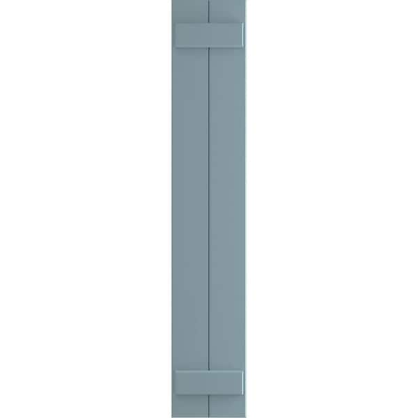 Ekena Millwork 10-3/4 in. x 77 in. True Fit PVC Two Board Joined Board and Batten Shutters Pair in Peaceful Blue