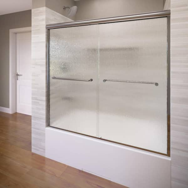 Basco Infinity 58-1/2 in. x 57 in. Framed Sliding Tub Door in Silver