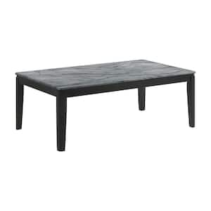 Kyo 27.5 in. Gray and Black Rectangle Wood Coffee Table with Black Legs and Sandy Texturing