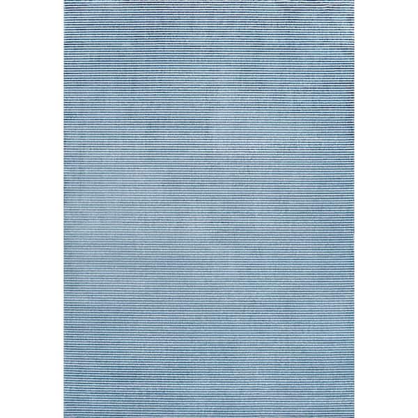 Cole Modern Minimalist Pinstripe High-Low Blue/White 4 ft. x 6 ft. Area Rug