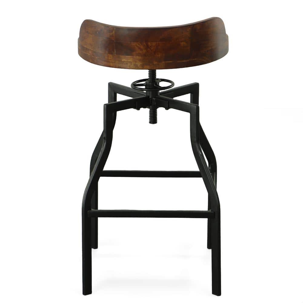 Chestnut Adjustable Backless Wood and Metal Bar Stool
