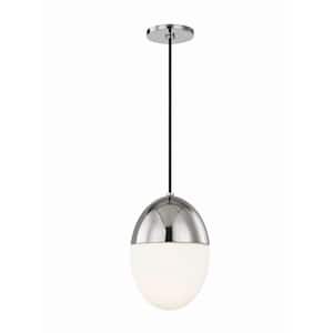 Orion 1-Light 7.5 in. W Polished Nickel Pendant with Opal Matte Glass Shade