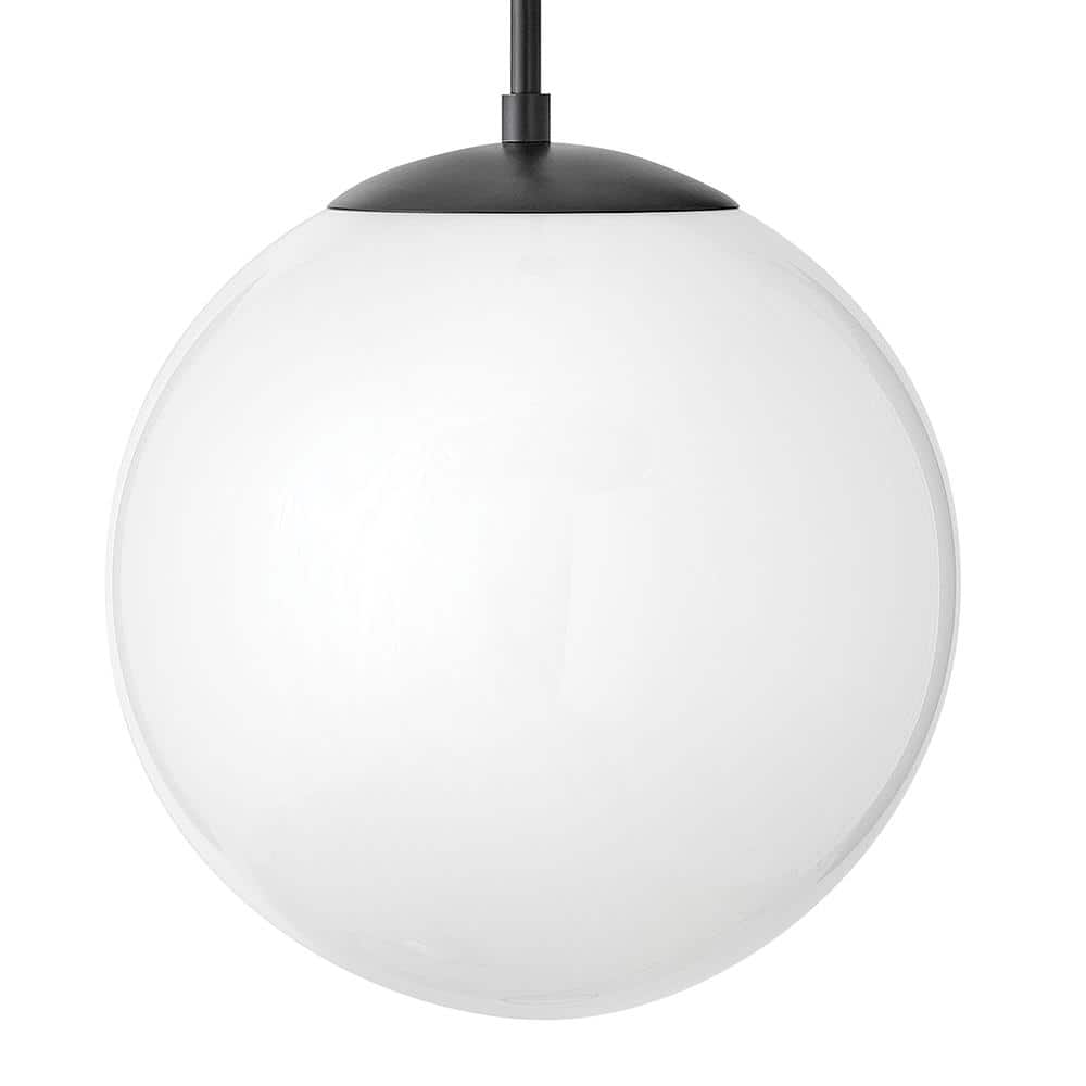 Black Globe Pendant Light with Etched Opal Glass Shade