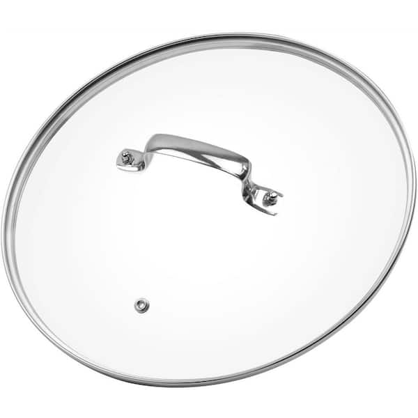 10 Inch Tempered Glass Pan Lid 1 Set Clear Glass Stainless Steel Rim Handle Oven Safe Dishwasher Safe Kitchen Accessory