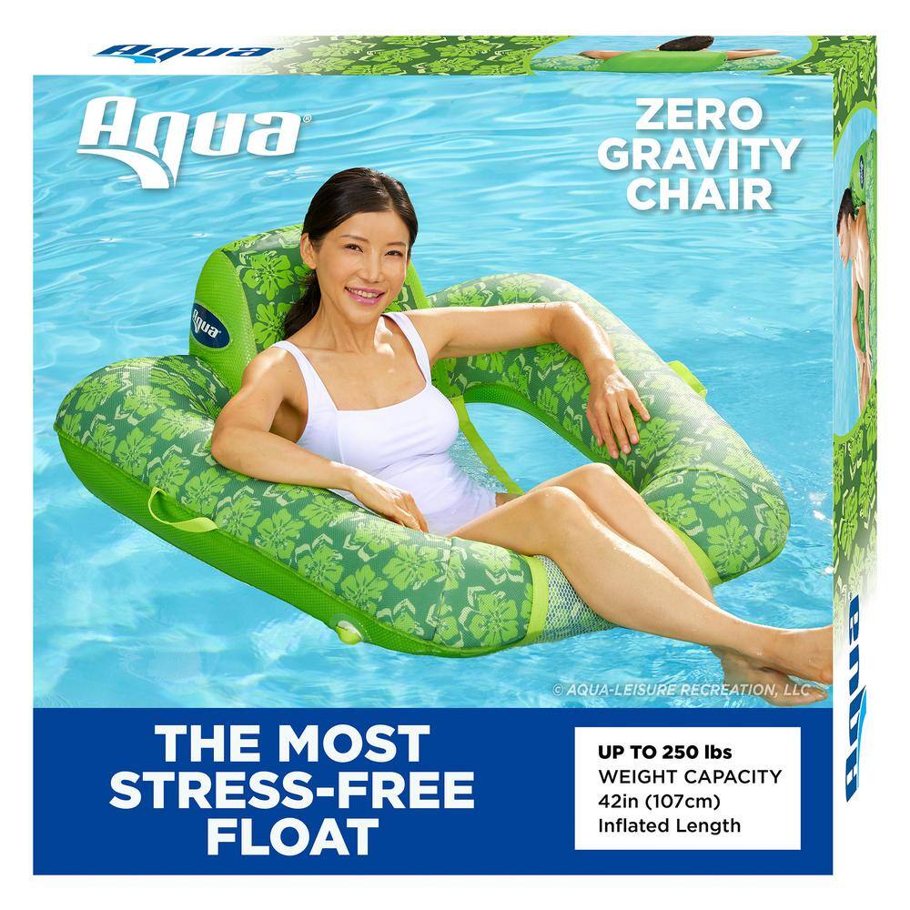 Lime Green Floral Inflatable Pool Chair Lounge Float, 3 Pack