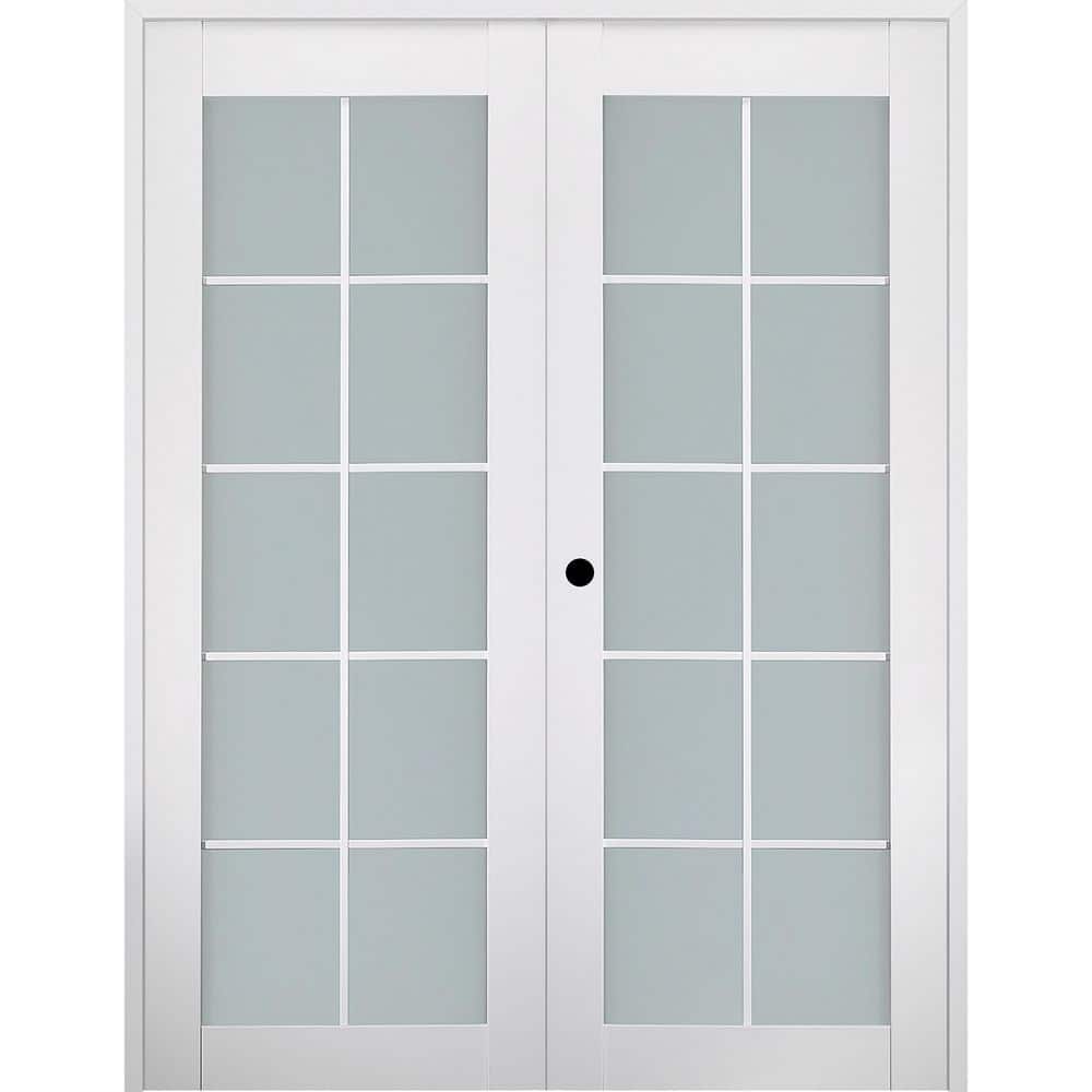 Smart Pro 10 Lite N 48 in. x 84 in. Right 10-Lite Frosted Glass Polar White Wood Composite Double Prehung French Door price history on PriceWatchPro
