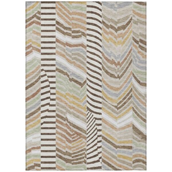 Chantille Machine Washable Indoor/Outdoor Abstract ACN3044 Linen 5 ft. x 7 ft. 6 in. Area Rug