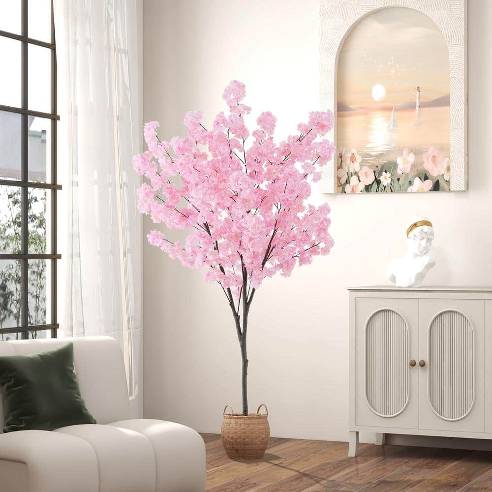 ANGELES HOME 6.5 ft. Pink Artificial Cherry Blossom Tree