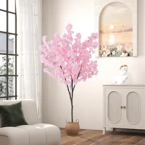 6.5 ft. Pink Artificial Cherry Blossom Tree with 1170 Pink Flowers, Faux Plants