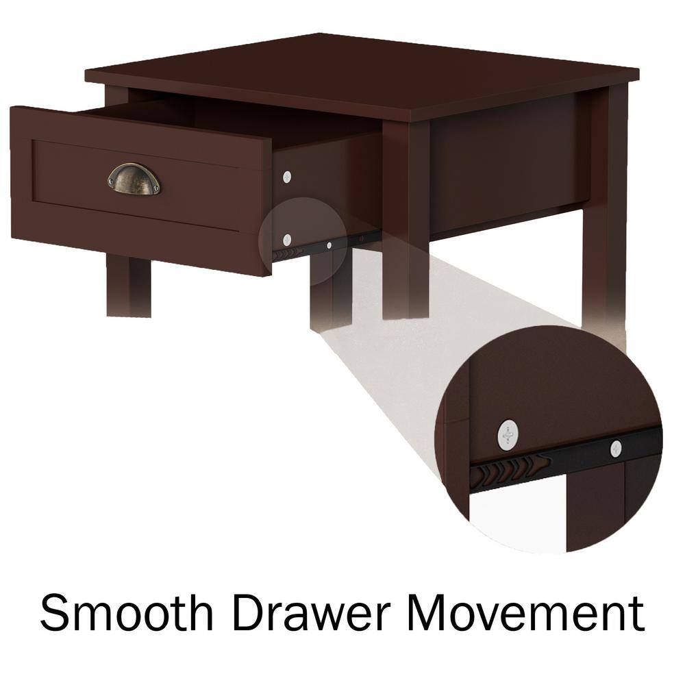 Dark Brown Wood and Metal Shaker Style End Table with Storage