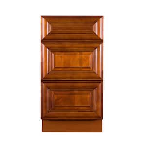 Cambridge Assembled 12x34.5x24 in. Base Cabinet with 3 Drawers in Chestnut