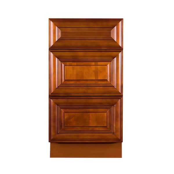 LIFEART CABINETRY Cambridge Assembled 18x34.5x24 in. Base Cabinet with 3 Drawers in Chestnut