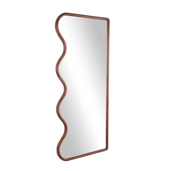 70 in. x 32 in. Wavy Rectangle Framed Brown Wall Mirror