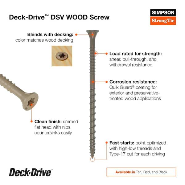 #10 x 3 in. T25 6-Lobe, Flat Head, Deck-Drive DSV Wood Screw, Quik Guard, Tan (770-Pack)