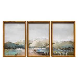 "Rolling Hills" by Gallery 57 3 Piece Wood Framed Canvas Nature Art Print 24 in. x 48 in.