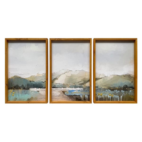 Rolling Hills by Gallery 57 3 Piece Wood Framed Canvas Nature Art Print  24 in. x 48 in.