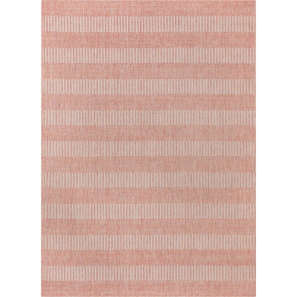 Well Woven Medusa Stria Coral 7 ft. 10 in. x 9 ft. 10 in. Indoor/Outdoor Area Rug