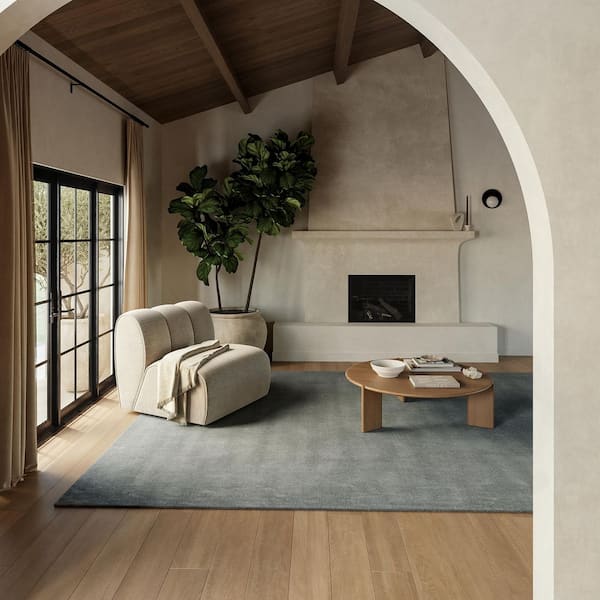Frenshe Interiors Maru Wool Blue Grey 10 ft. x 14 ft. Indoor/Outdoor Patio Area Rug