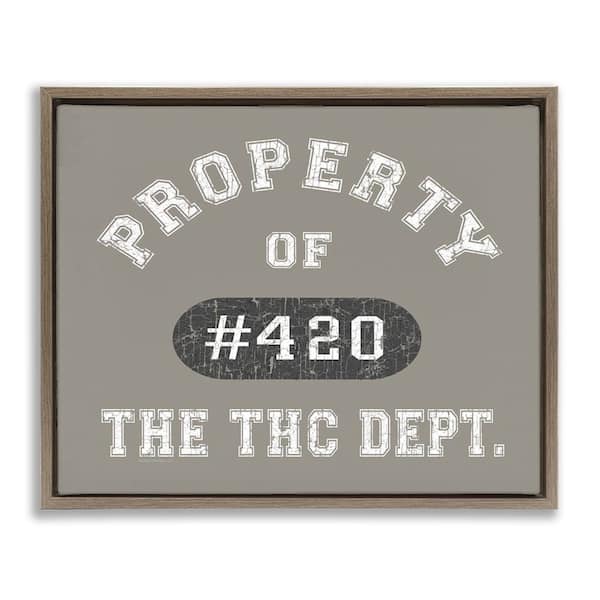 Stupell Industries Vintage Property of THC by Higher Learning/Life is High Brown Floater Frame Typography Graphic Art Print 25 in. x 31 in.
