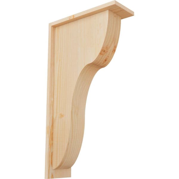 Ekena Millwork 5-1/2 in. x 14 in. x 26 in. Douglas Fir Carmel Smooth Corbel with Backplate