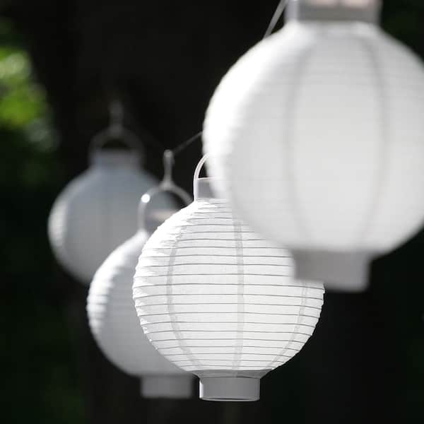 Cara Nylon Lantern String Lights, White, Strand of 10