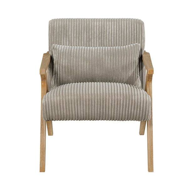 Lazzara Lennox Taupe Corduroy Upholstery Solid Wood Frame Accent