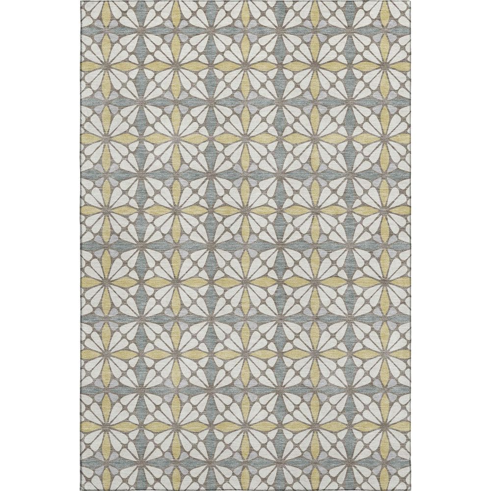 Mayfield Premium Machine Washable Abstract AMF2469 Ivory 3 ft. x 5 ft. Area Rug price history on PriceWatchPro
