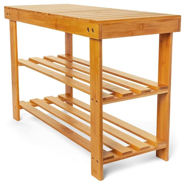 Natural Bamboo 3-Shelf Shoe Rack