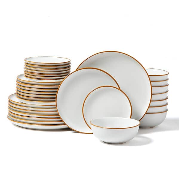 Dinnerware Set, Service for 8 (32 PCS), Round Plates and Bowls Sets, Scratch Resistant Ceramic Dinner Ware, Food Storage