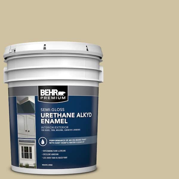 BEHR PREMIUM 5 gal. #S330-3 Seasoned Salt Urethane Alkyd Semi-Gloss Enamel Interior/Exterior Paint