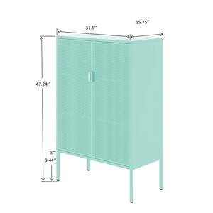 31.5 in. W 2-Door Ventilated Metal Locker Storage Cabinet with 2-Adjustable Shelves for Office, Home in Mint Green