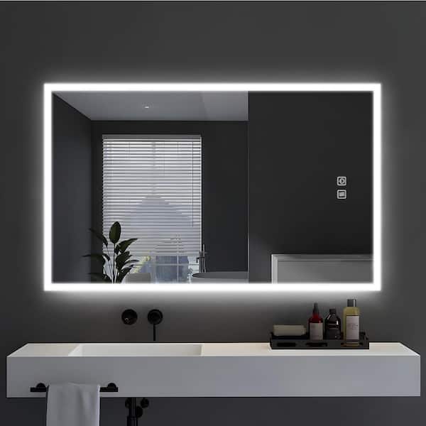 Dovelina 51 in. W x 31 in. H Rectangular Frameless Anti-fog Dimmable Backlit LED Wall Bathroom Vanity Mirror