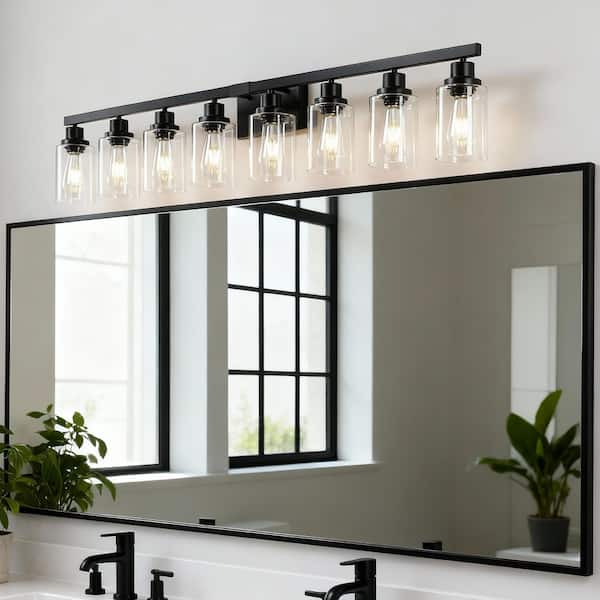 51 in. 8-Light Black Vanity Lights Fixture with no bulbs Included