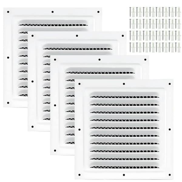 10 x 10 in. Square White Aluminum Alloy Attic Wall Vents with Mesh Anti-Rust Lightweight for Home/Shed/Garage 4-Pack