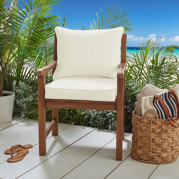 Deep Seat Chair Cushion Pads Set with Rope Belts for Indoor and Outdoor Beige